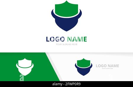 Protection shield logo combination. Insurance, guard logotype design template. Stock Vector