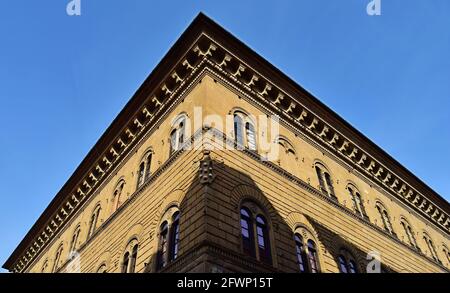 FLORENCE, ITALY - Feb 06, 2016: The facade and windows of the Renaissance Palazzo dei Medici in Florence, Italy. An excellent example of Renaissance a Stock Photo