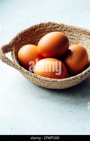 Fresh Golden Eggs - FOODPIX WHITE - COPYSPACE, ROOM FOR TEXT Stock Photo