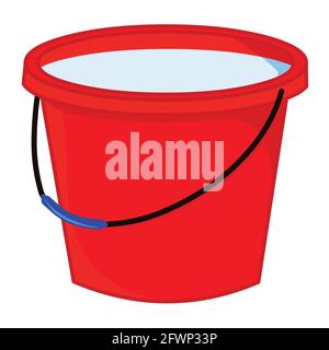 Red bucket full of water vector isolated Stock Vector