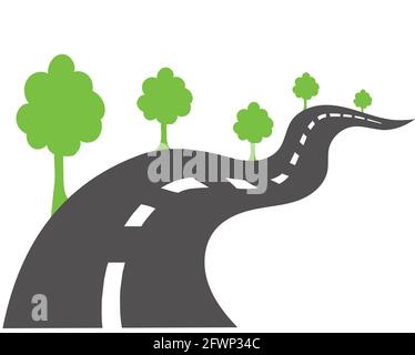 Road logo icon vector illustration isolated on white background Stock Vector