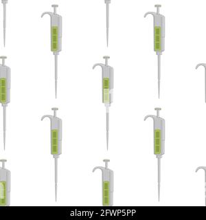 Abstract seamless medical pipette, dropper for laboratory on white background. Pattern dropper consisting of many identical glass laboratory medical p Stock Vector