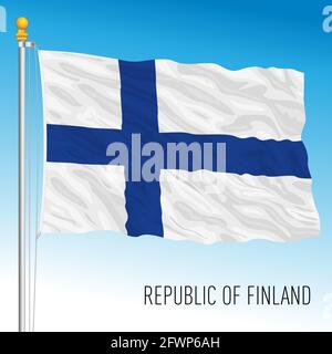 Finland official national flag, European Union, vector illustration Stock Vector