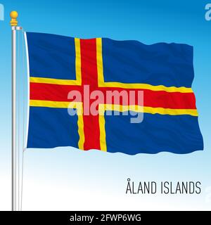 Aland official national flag, Finnish islands, vector illustration Stock Vector