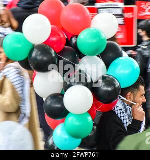 London UK - 05 22 2021 - Pro-Palestinian March through London Stock Photo