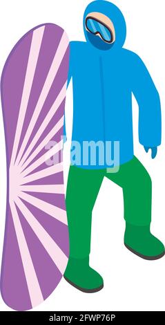 Snowboarder icon. Isometric illustration of snowboarder vector icon for web Stock Vector