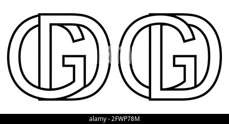 Logo sign gd and dg icon sign interlaced letters d, g vector logo gd, dg first capital letters pattern alphabet g, d Stock Vector