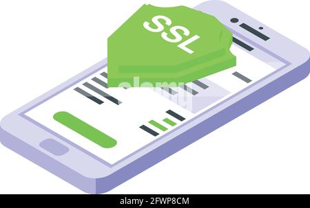 Smartphone ssl certificate icon. Isometric of Smartphone ssl certificate vector icon for web design isolated on white background Stock Vector