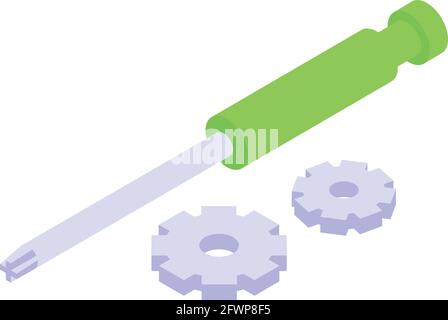 Screwdriver ssl certificate icon. Isometric of Screwdriver ssl certificate vector icon for web design isolated on white background Stock Vector