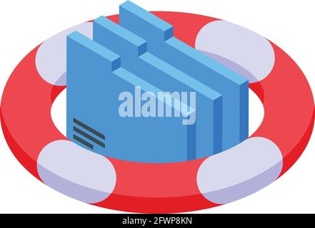 Secured files backup icon. Isometric of Secured files backup vector icon for web design isolated on white background Stock Vector