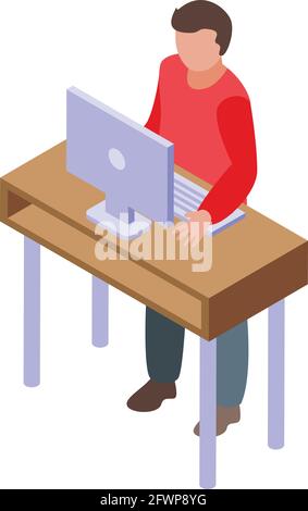 Ergonomic workplace icon. Isometric of Ergonomic workplace vector icon for web design isolated on white background Stock Vector