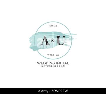 AU Letter Beauty vector initial logo, handwriting logo of initial signature, wedding, fashion, jewerly, boutique, floral and botanical with creative t Stock Vector