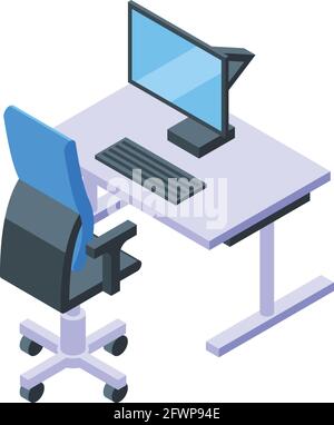 Ergonomic office workplace icon. Isometric of Ergonomic office workplace vector icon for web design isolated on white background Stock Vector