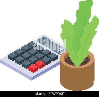 Ergonomic workplace plant pot icon. Isometric of Ergonomic workplace plant pot vector icon for web design isolated on white background Stock Vector
