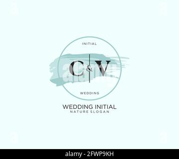 CV Letter Beauty vector initial logo, handwriting logo of initial signature, wedding, fashion, jewerly, boutique, floral and botanical with creative t Stock Vector
