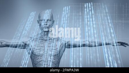 Composition of binary coding over human body Stock Photo - Alamy