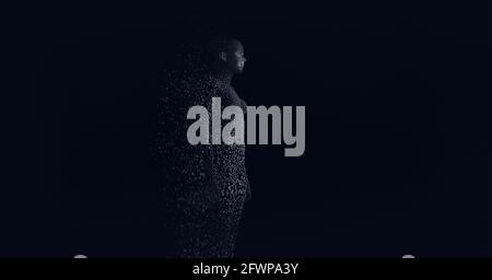 Composition of exploding human body formed with binary coding on black ...