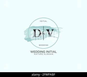 DV Letter Beauty vector initial logo, handwriting logo of initial signature, wedding, fashion, jewerly, boutique, floral and botanical with creative t Stock Vector