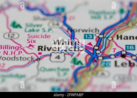 White river junction New Hampshire USA shown on a Geography map or Road map Stock Photo