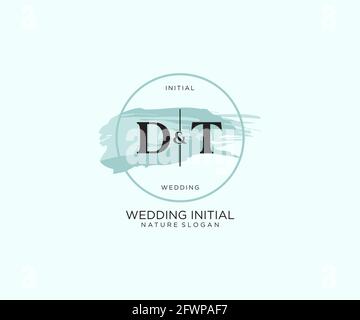 DT Letter Beauty vector initial logo, handwriting logo of initial signature, wedding, fashion, jewerly, boutique, floral and botanical with creative t Stock Vector