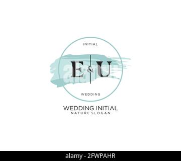 EU Letter Beauty vector initial logo, handwriting logo of initial signature, wedding, fashion, jewerly, boutique, floral and botanical with creative t Stock Vector