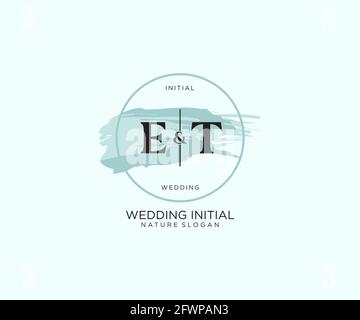 ET Letter Beauty vector initial logo, handwriting logo of initial signature, wedding, fashion, jewerly, boutique, floral and botanical with creative t Stock Vector