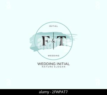 FT Letter Beauty vector initial logo, handwriting logo of initial signature, wedding, fashion, jewerly, boutique, floral and botanical with creative t Stock Vector