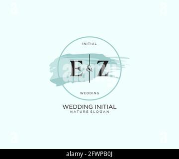EZ Letter Beauty vector initial logo, handwriting logo of initial signature, wedding, fashion, jewerly, boutique, floral and botanical with creative t Stock Vector
