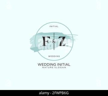 FZ Letter Beauty vector initial logo, handwriting logo of initial signature, wedding, fashion, jewerly, boutique, floral and botanical with creative t Stock Vector