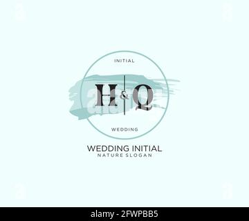 HQ Letter Beauty vector initial logo, handwriting logo of initial signature, wedding, fashion, jewerly, boutique, floral and botanical with creative t Stock Vector