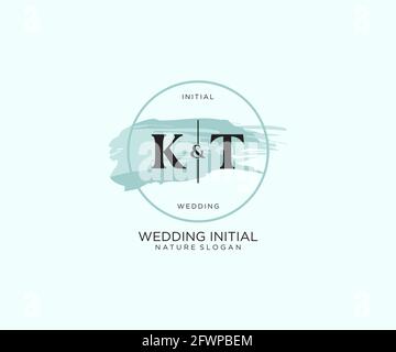 KT Letter Beauty vector initial logo, handwriting logo of initial signature, wedding, fashion, jewerly, boutique, floral and botanical with creative t Stock Vector