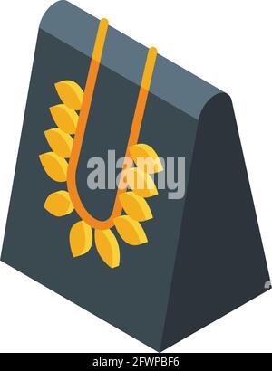 Gold leaves jewelry dummy icon. Isometric of Gold leaves jewelry dummy vector icon for web design isolated on white background Stock Vector
