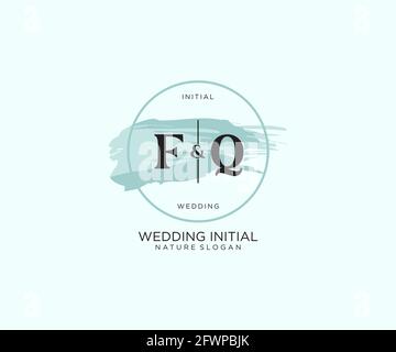 FQ Letter Beauty vector initial logo, handwriting logo of initial signature, wedding, fashion, jewerly, boutique, floral and botanical with creative t Stock Vector