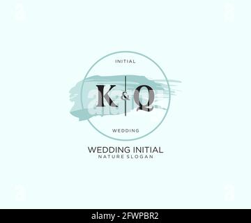 KQ Letter Beauty vector initial logo, handwriting logo of initial signature, wedding, fashion, jewerly, boutique, floral and botanical with creative t Stock Vector