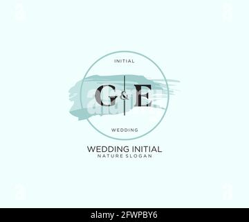 GE Letter Beauty vector initial logo, handwriting logo of initial signature, wedding, fashion, jewerly, boutique, floral and botanical with creative t Stock Vector