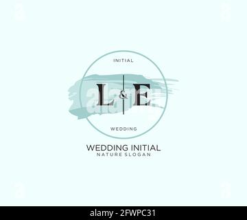 LE Letter Beauty vector initial logo, handwriting logo of initial signature, wedding, fashion, jewerly, boutique, floral and botanical with creative t Stock Vector
