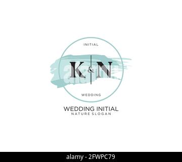 KN Letter Beauty vector initial logo, handwriting logo of initial signature, wedding, fashion, jewerly, boutique, floral and botanical with creative t Stock Vector