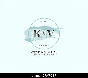 KV Letter Beauty vector initial logo, handwriting logo of initial signature, wedding, fashion, jewerly, boutique, floral and botanical with creative t Stock Vector