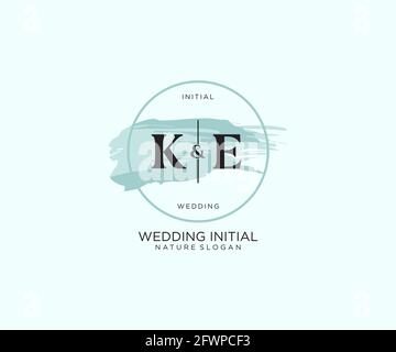 KE Letter Beauty vector initial logo, handwriting logo of initial signature, wedding, fashion, jewerly, boutique, floral and botanical with creative t Stock Vector