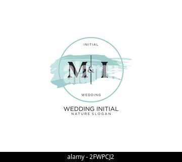 MI Letter Beauty vector initial logo, handwriting logo of initial signature, wedding, fashion, jewerly, boutique, floral and botanical with creative t Stock Vector