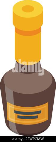 Whiskey bottle icon. Isometric of Whiskey bottle vector icon for web design isolated on white background Stock Vector