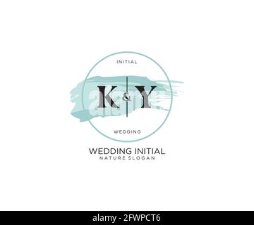 KY Letter Beauty vector initial logo, handwriting logo of initial signature, wedding, fashion, jewerly, boutique, floral and botanical with creative t Stock Vector