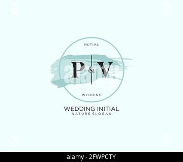 PV Letter Beauty vector initial logo, handwriting logo of initial signature, wedding, fashion, jewerly, boutique, floral and botanical with creative t Stock Vector