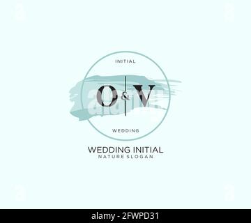 OV Letter Beauty vector initial logo, handwriting logo of initial signature, wedding, fashion, jewerly, boutique, floral and botanical with creative t Stock Vector