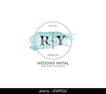 RY Letter Beauty vector initial logo, handwriting logo of initial signature, wedding, fashion, jewerly, boutique, floral and botanical with creative t Stock Vector