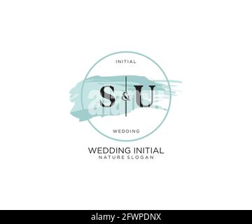 SU Letter Beauty vector initial logo, handwriting logo of initial signature, wedding, fashion, jewerly, boutique, floral and botanical with creative t Stock Vector