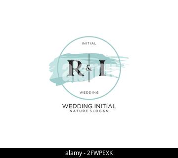 RI Letter Beauty vector initial logo, handwriting logo of initial signature, wedding, fashion, jewerly, boutique, floral and botanical with creative t Stock Vector