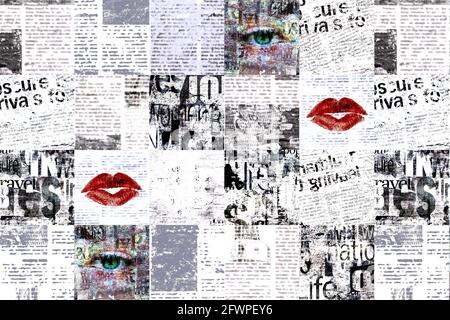 Newspaper paper grunge newsprint patchwork seamless pattern background.  Trendy imitation sewn pieces of newspapers in patchwork style. Grey vintage  ar Stock Photo - Alamy