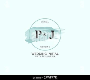 PJ Letter Beauty vector initial logo, handwriting logo of initial signature, wedding, fashion, jewerly, boutique, floral and botanical with creative t Stock Vector