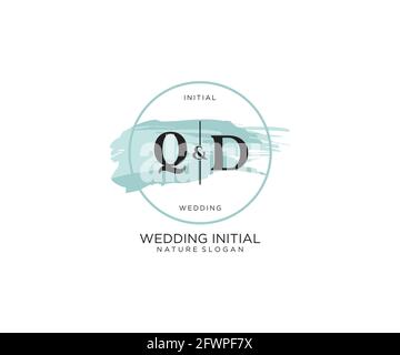 QD Letter Beauty vector initial logo, handwriting logo of initial signature, wedding, fashion, jewerly, boutique, floral and botanical with creative t Stock Vector